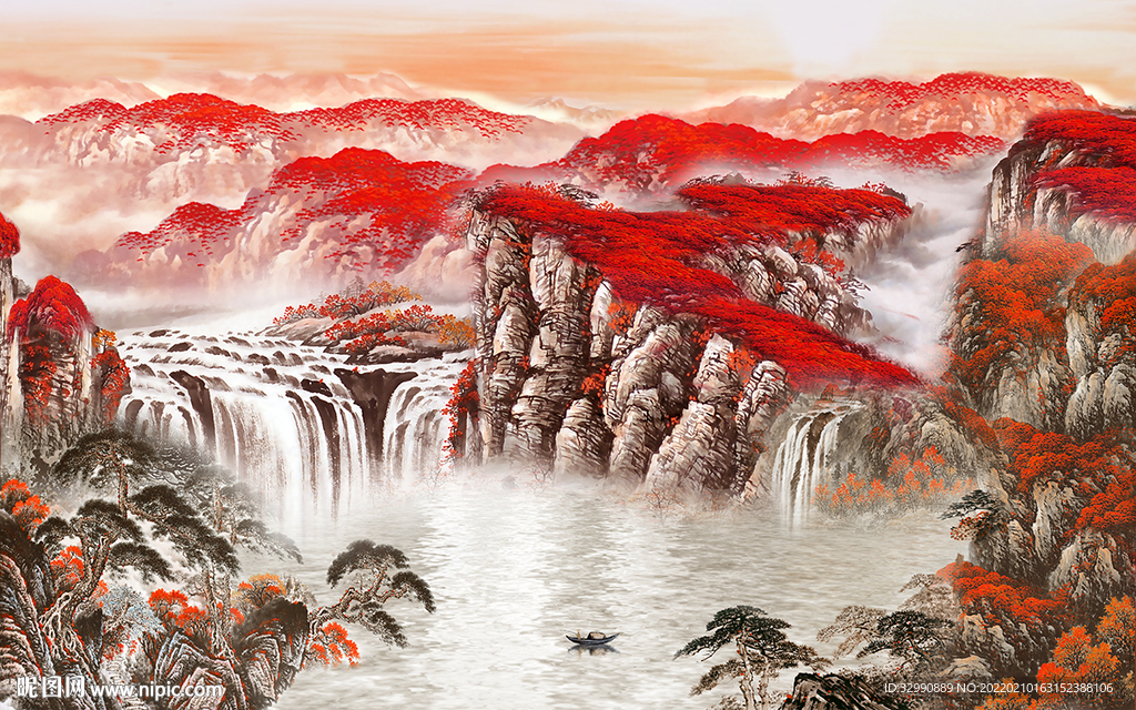 新款电视客厅山水 TIF分层