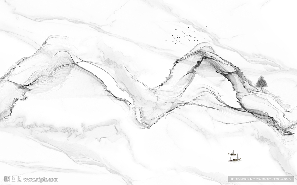 爵士白电视客厅墙画 TIF分层
