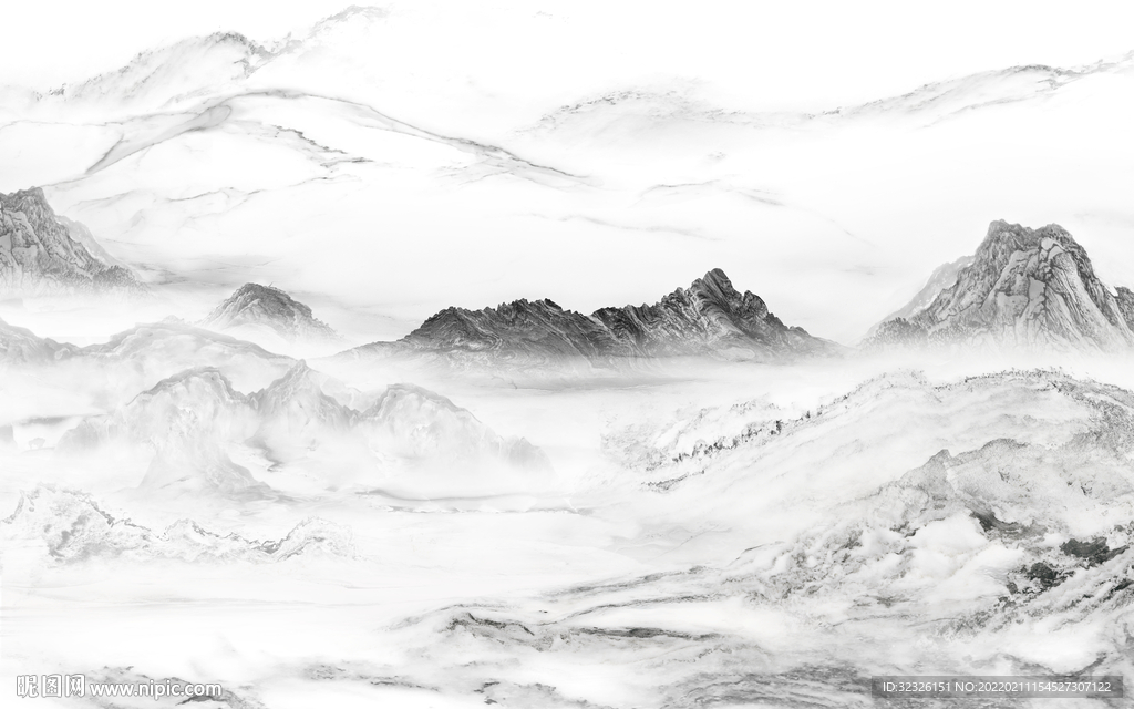 灰色山水背景图 tif分层画