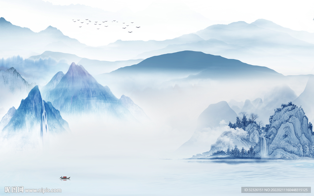 简约 山水背景图 tif分层画