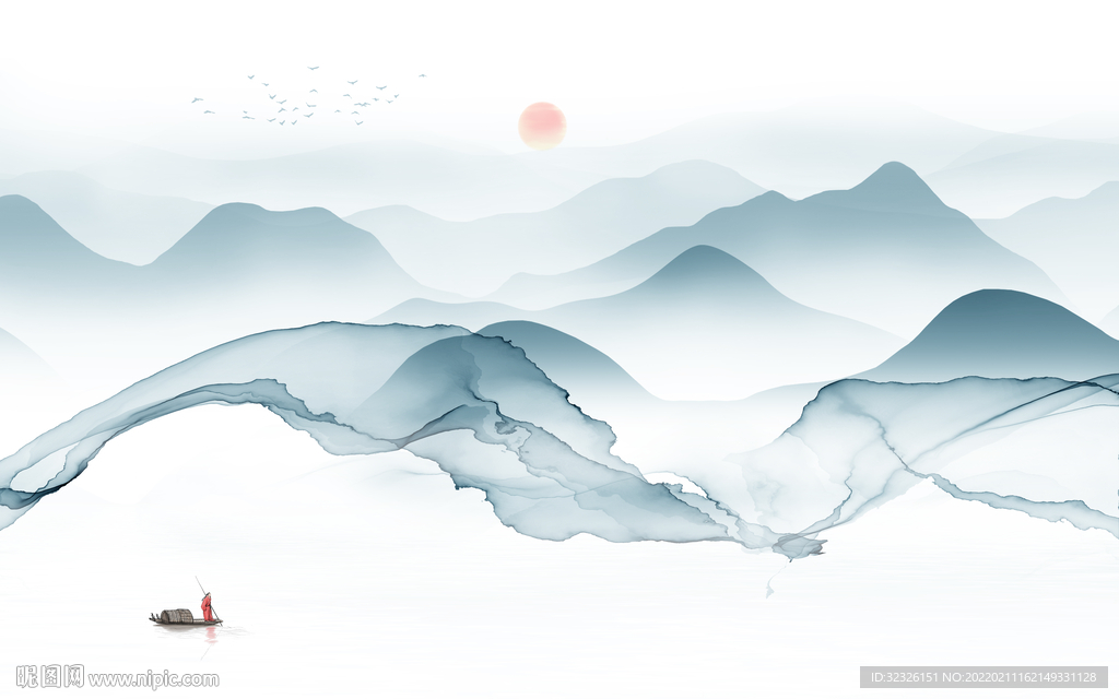 大气 山水背景图 tif分层画