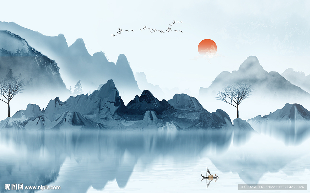 高档 山水背景图 tif分层画