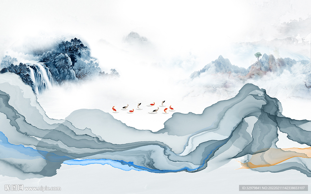 高档 新款背景山水 TIF分层