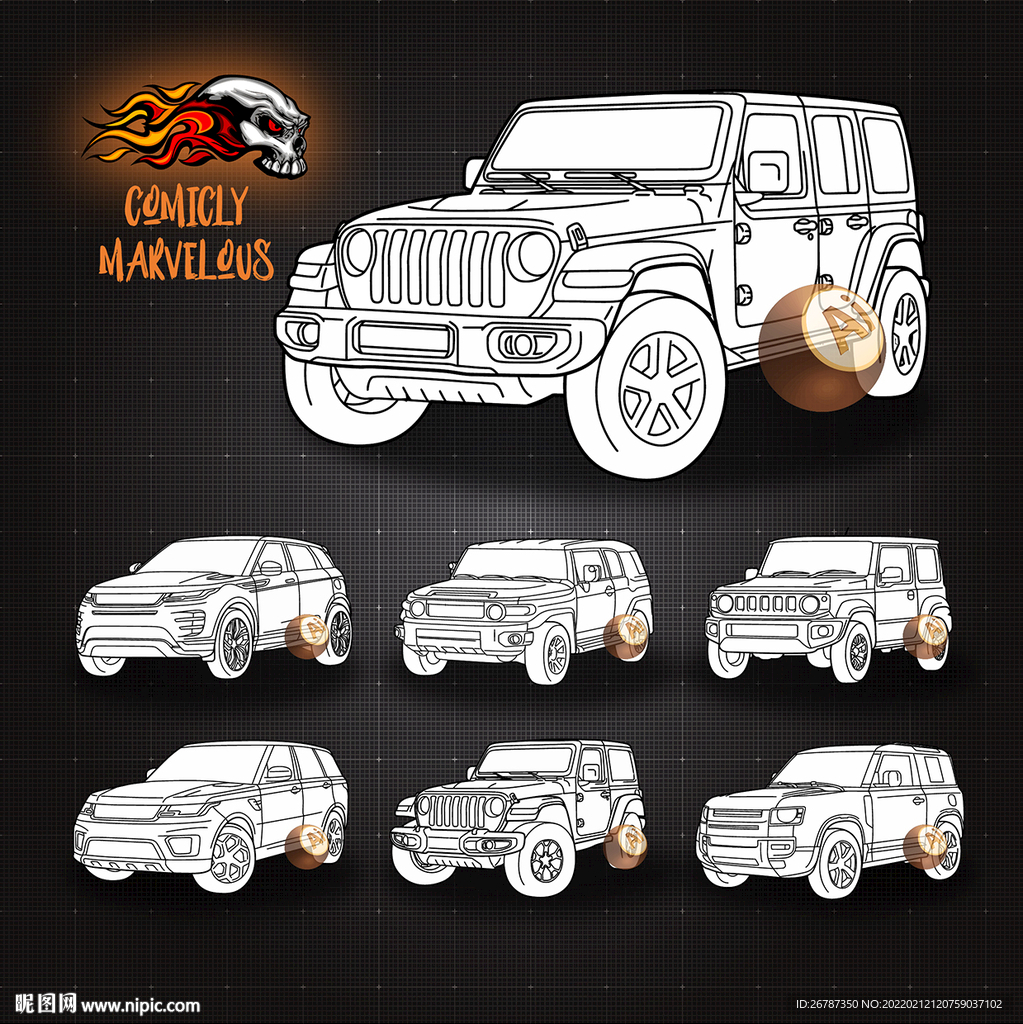 矢量线描城市越野系列