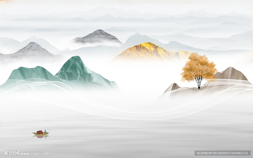 爆款高端现代山水 TIF分层