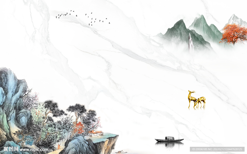 新款高端现代山水 TIF分层