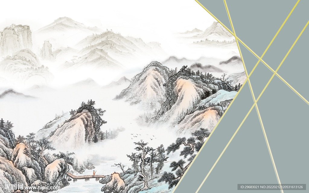 新款高端背景山水 TIF分层