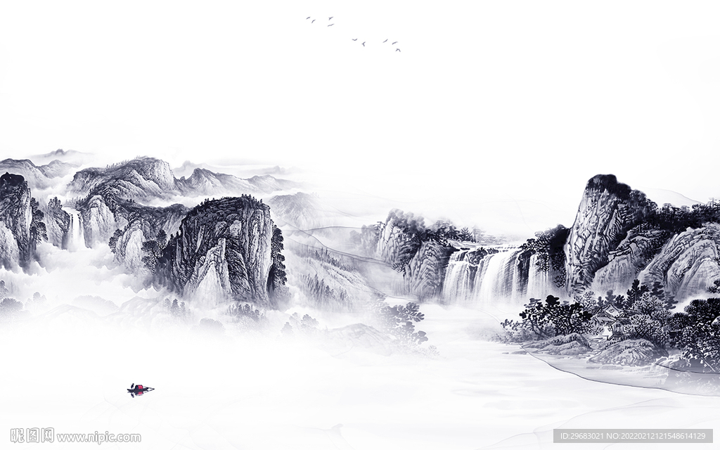 新中式高端背景山水 TIF分层