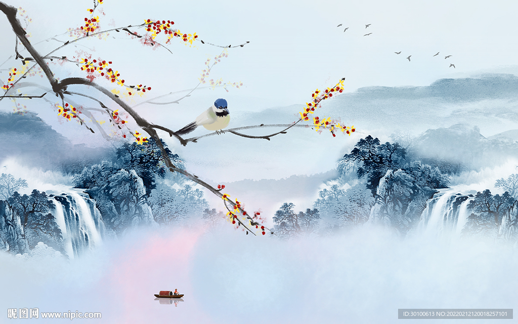 高清 客厅最新山水 tif分层