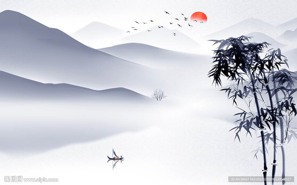 蓝色电视山水背景 tif分层