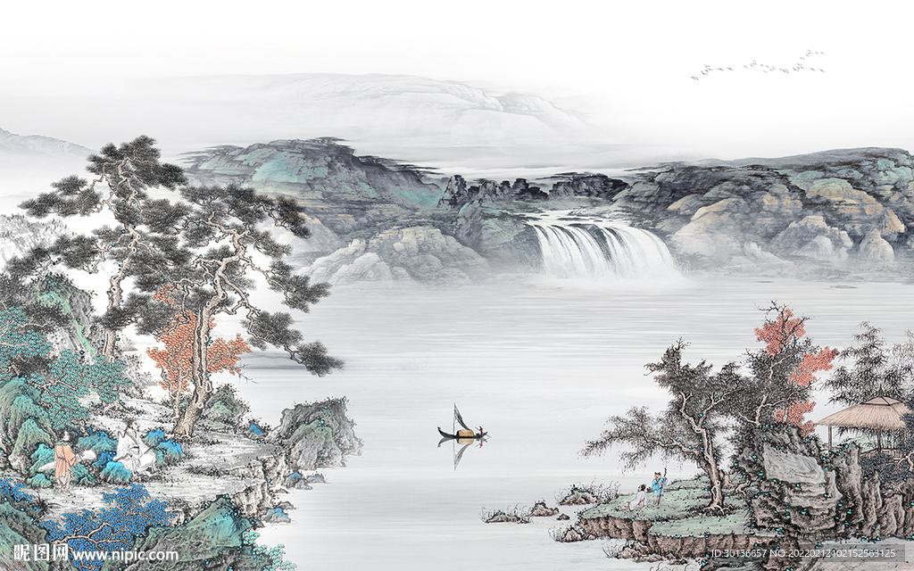 高端电视山水背景 tif分层