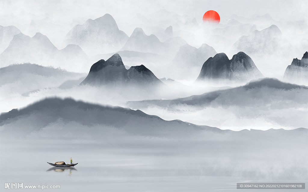 中国风现代高档山水 TIF分层