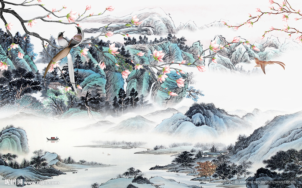 国画现代高档山水 TIF分层