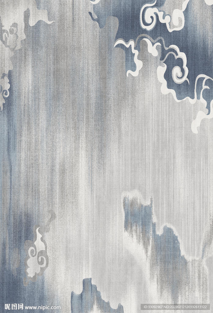 抽象水墨祥云地毯