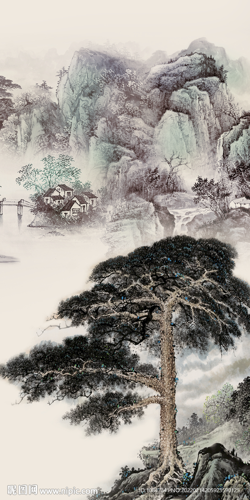 简约人气中式玄关 TIF分层