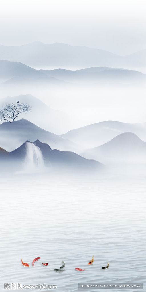 新中式玄关大气山水 TIF分层