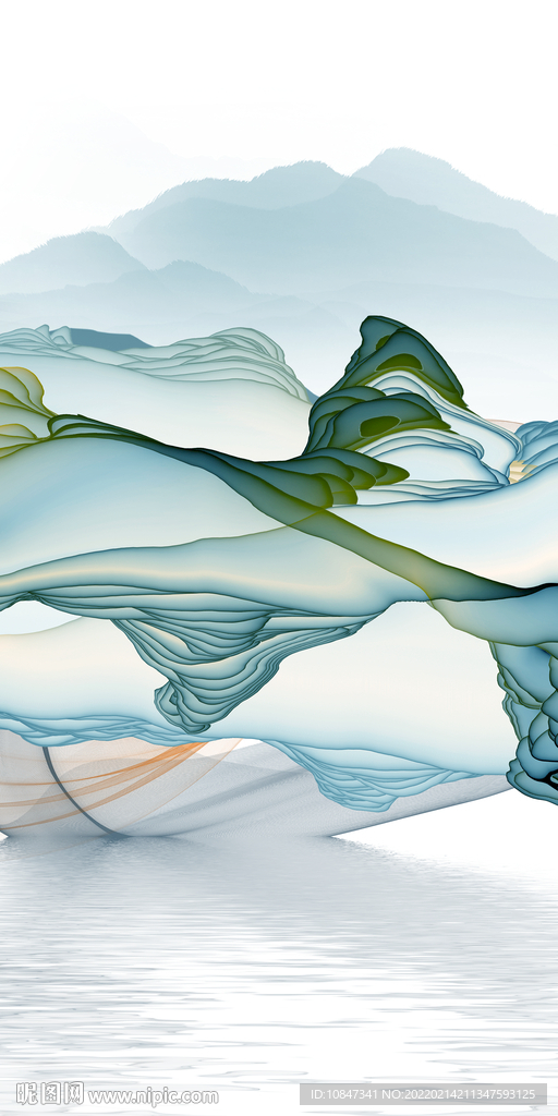 线条 玄关新品山水 TIF分层