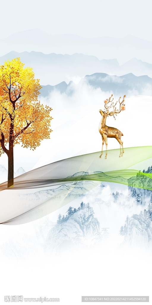 中式别墅山水玄关 TIF分层