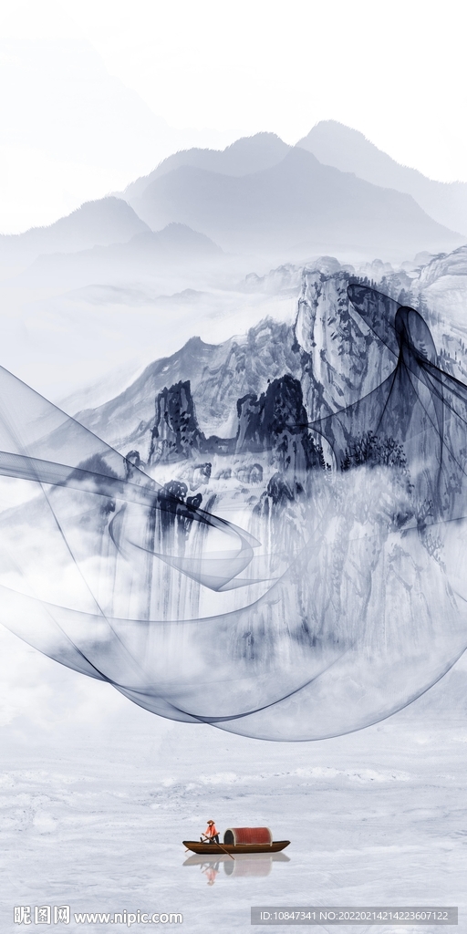 中式玄关大气山水 TIF分层