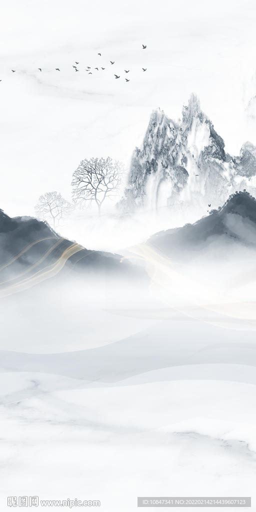 现代玄关大气山水 TIF分层