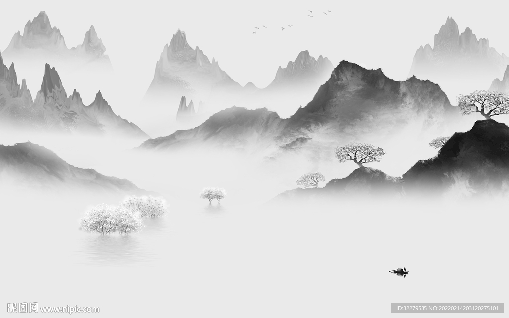 高端 大气灰色山水 TiF分层