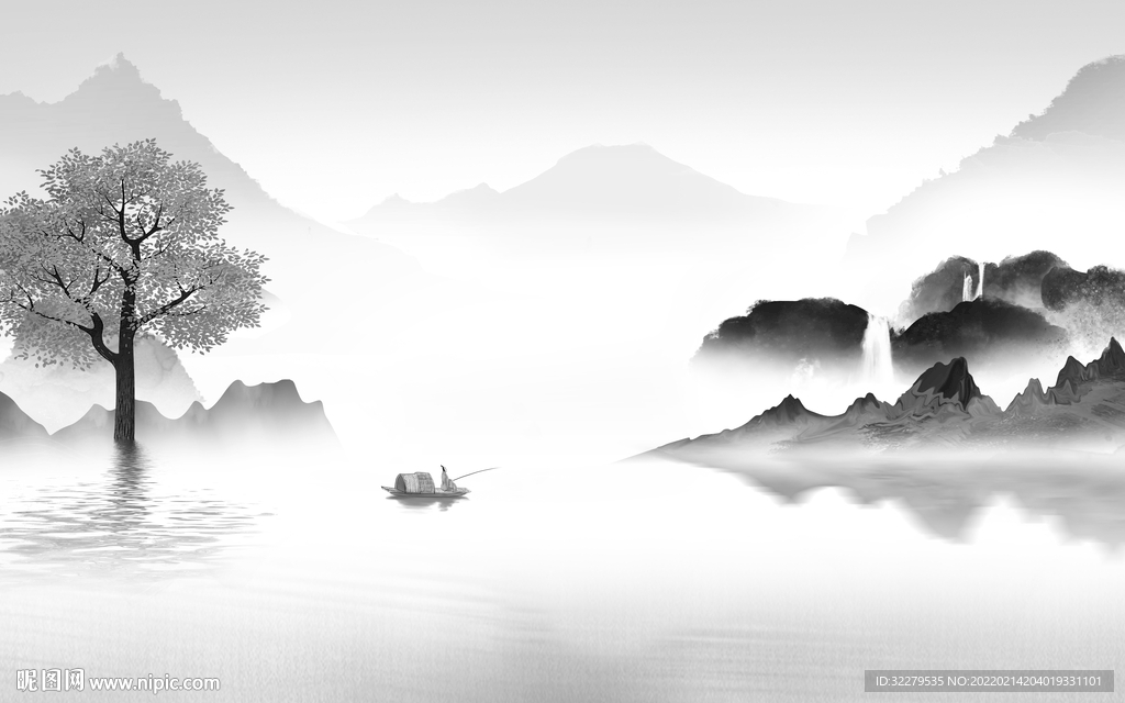 爆款 大气灰色山水 TiF分层