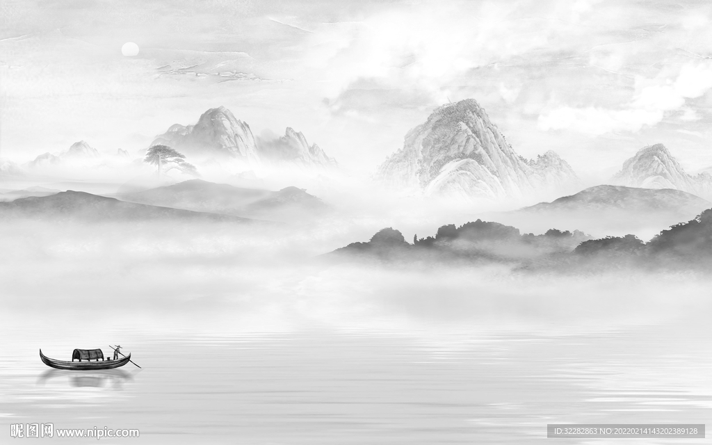 电视 极简灰色山水 TIF分层