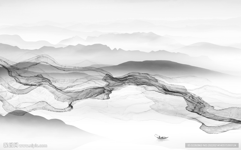 新上架极简灰色山水 TIF分层