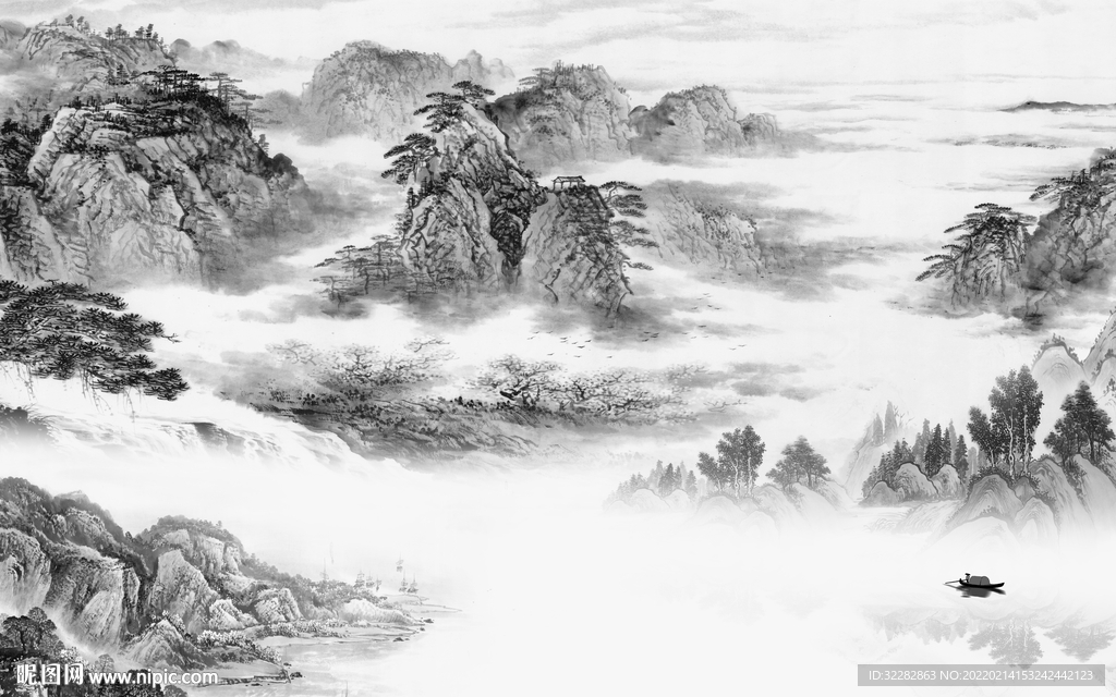 大气现代灰色山水 TIF分层