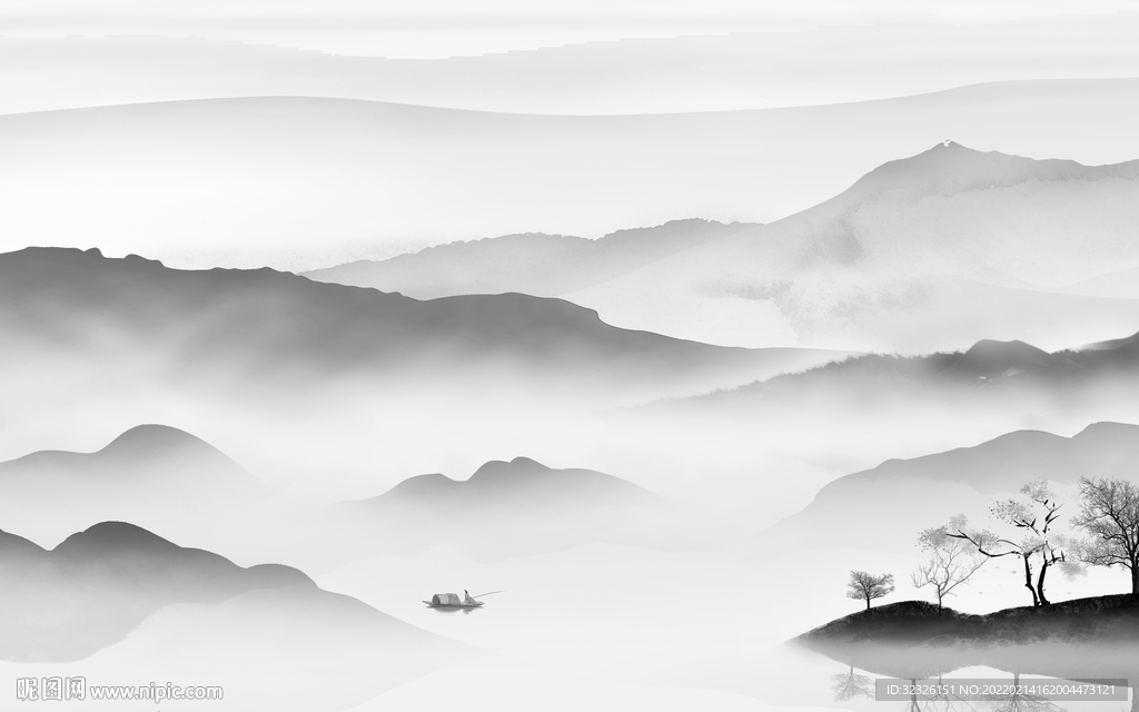 大气背景灰色山水 tif分层