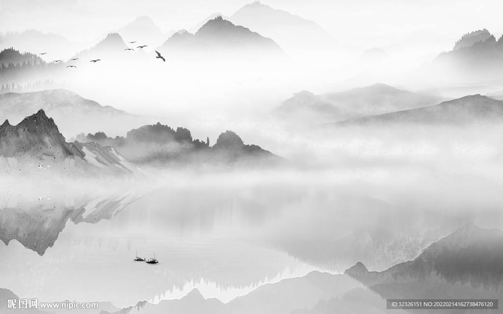 最新山水灰色图 tif分层画