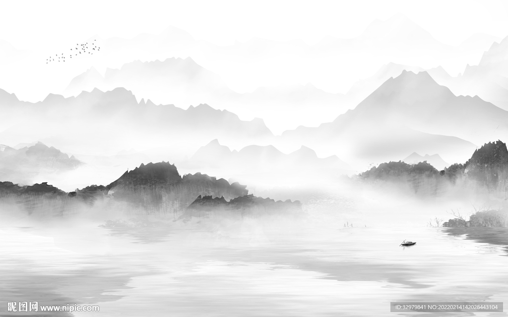 新款背景中式山水 tif分层