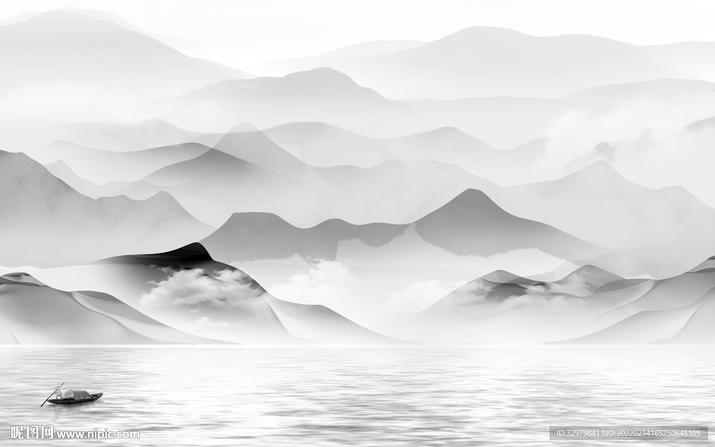 大气 客厅意境山水 tif分层