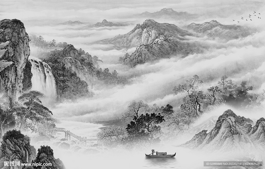 别墅 灰色高档山水 tif分层