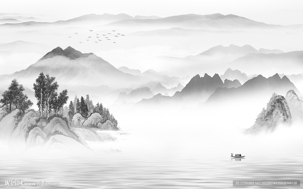 简约最新山水画 TIF分层画