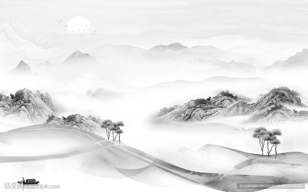 大气最新山水画 TIF分层画