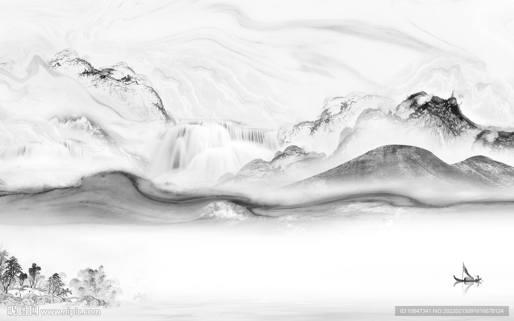 最新灰色高清山水 TIF分层