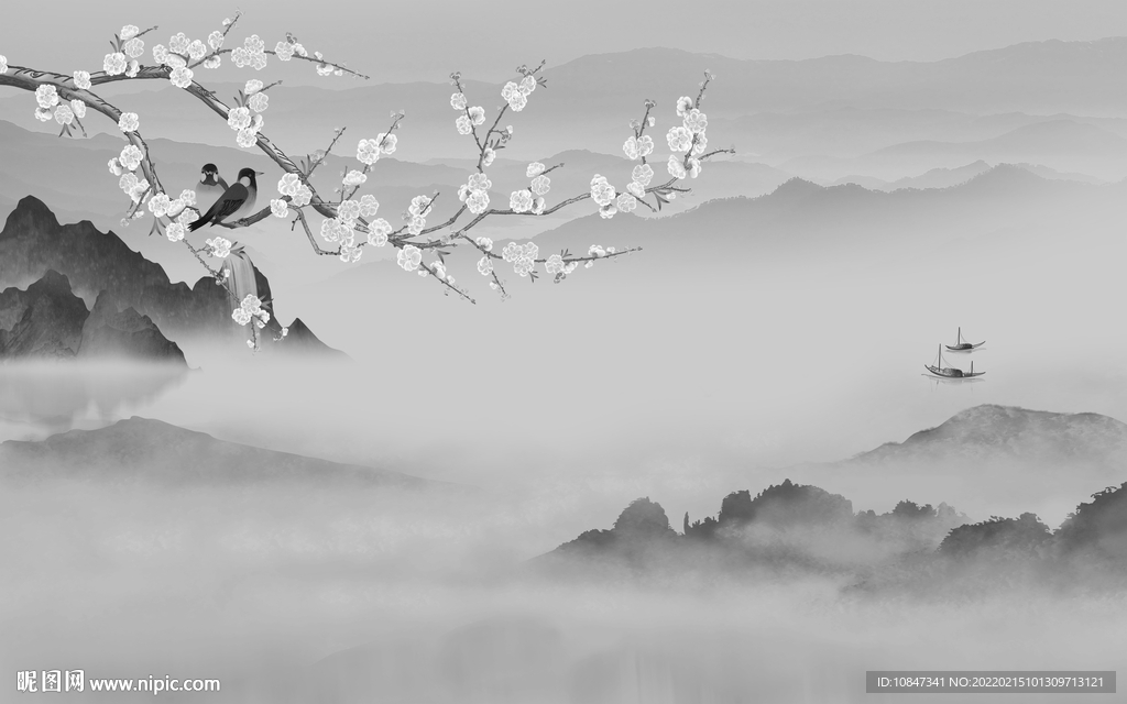 意境灰色新款山水 TIF分层