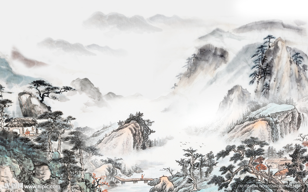 高端 意境大山水画 TIF分层