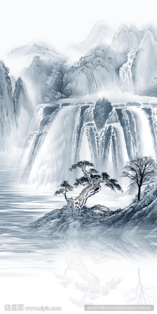 中国风山水中式玄关 TIF分层