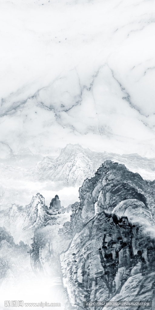 简约山水中式玄关 TIF分层