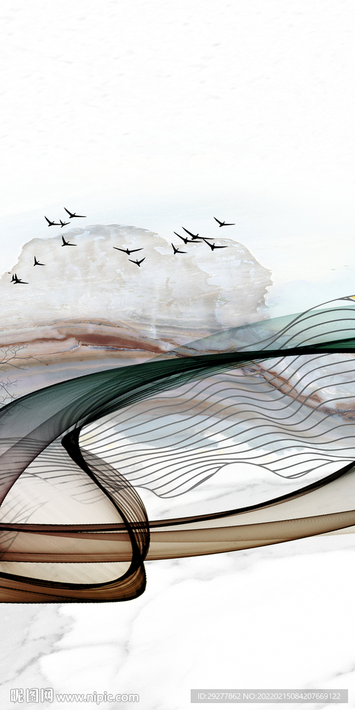 线条山水中式玄关 TIF分层