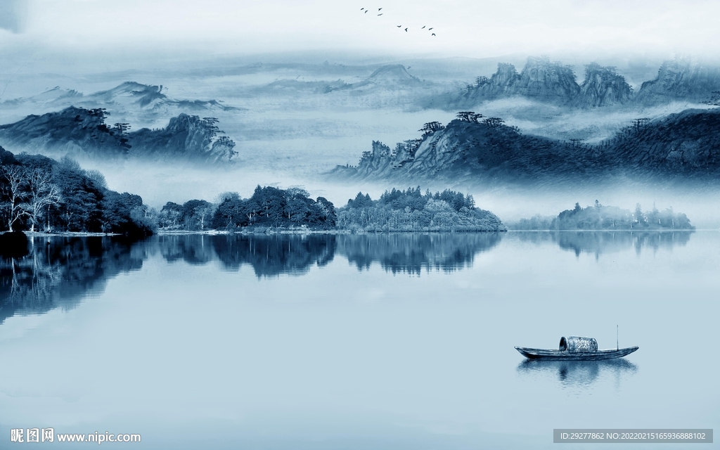 爆款 山水中式背景 tif分层