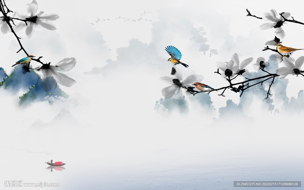 新中式客厅别墅山水 TIF分层