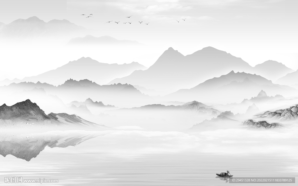 高雅客厅灰色山水 TIF分层