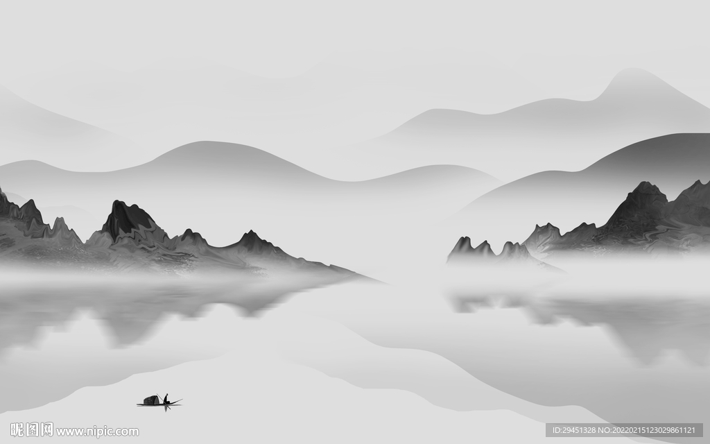 高清灰色客厅山水 tif分层