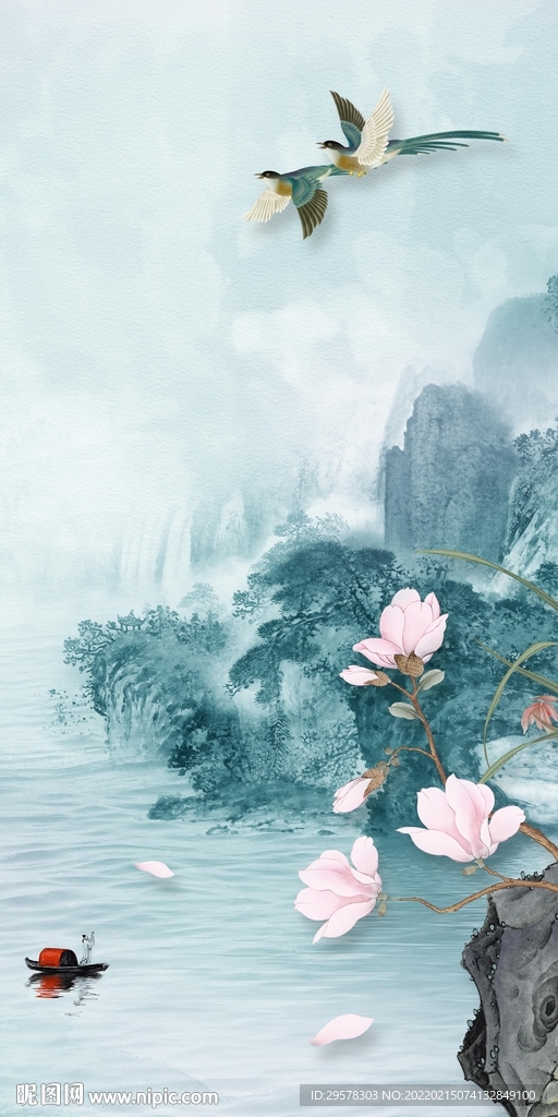 花鸟 高端简约玄关 TIF分层