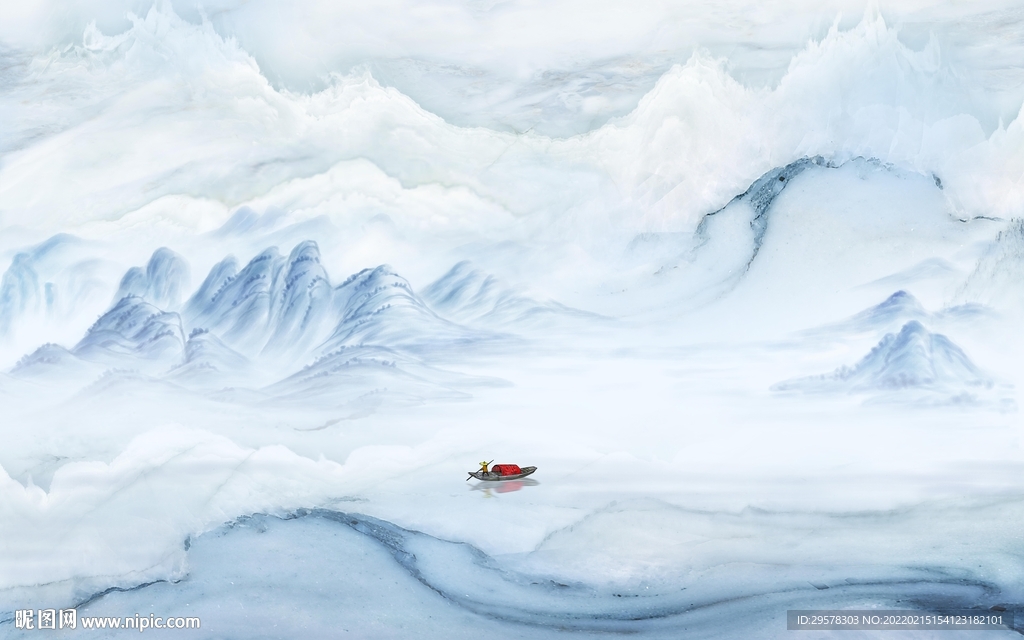 高清 客厅山水墙画 TIF分层