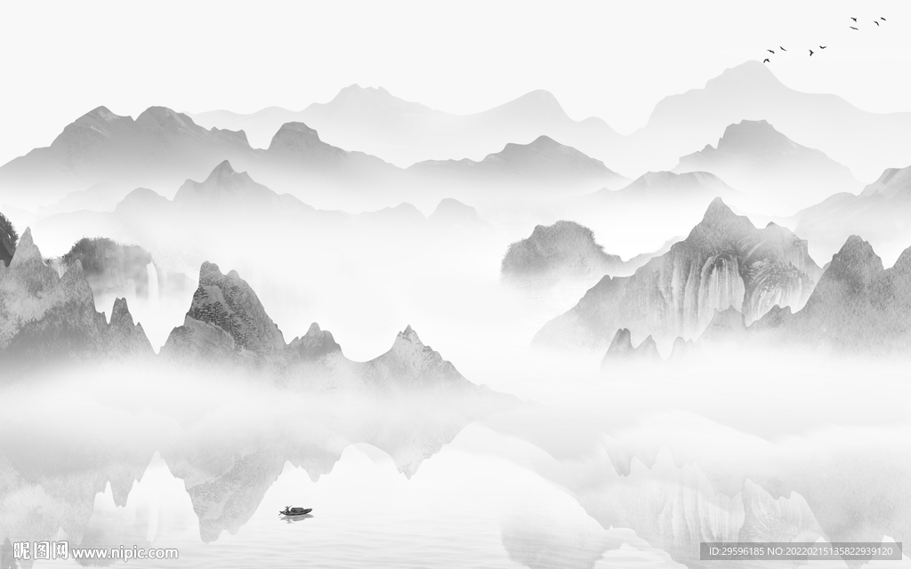 新中式意境别墅山水 TIF分层