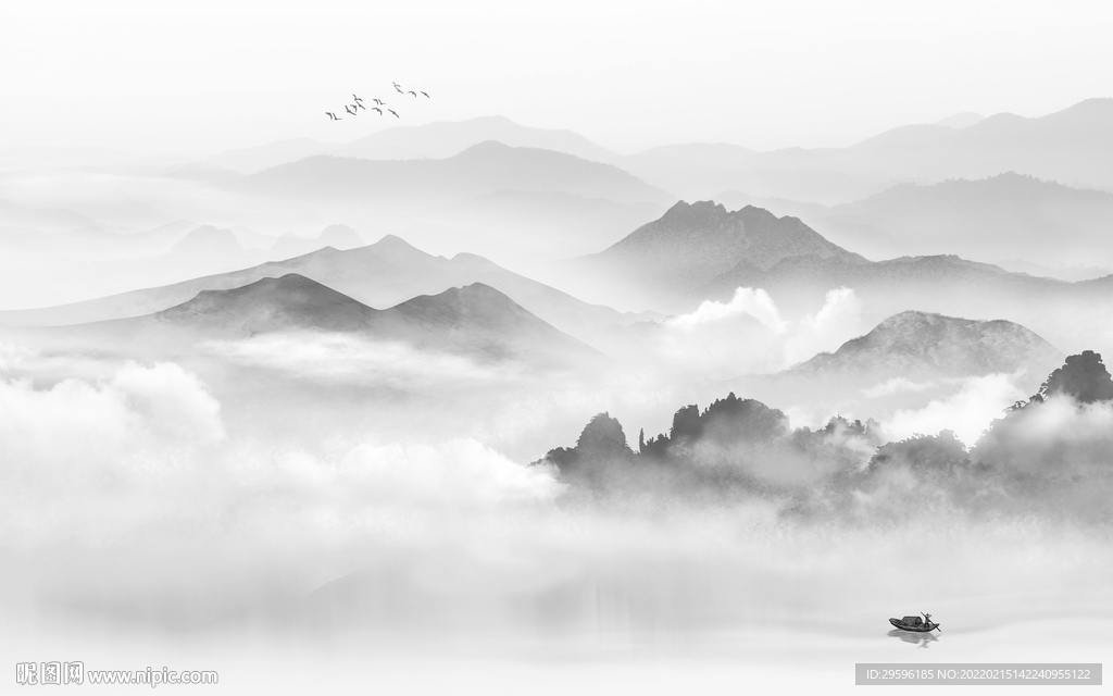 高端灰色客厅山水 TIF分层